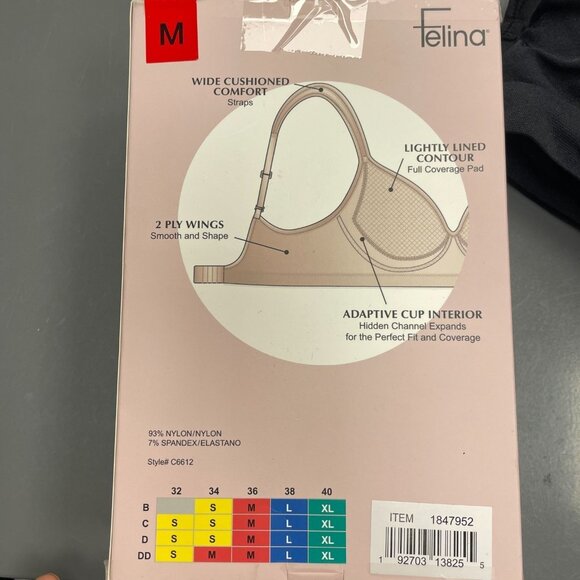 NEW 3 Pack Felina Adaptive Cup Women's M Wire Free Bra 2 Black, 1 Nude - Picture 7 of 8